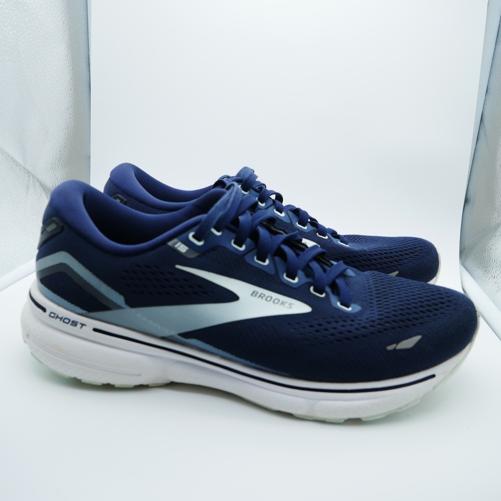 Brooks Ghost 15 Mens Running Shoes Navy Blue White Sneakers 1103931D413 Size 10